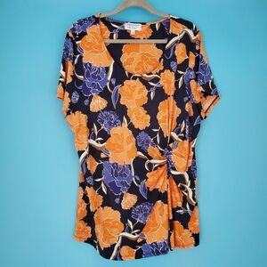 Prescott Size 3X Floral Short Sleeve Blouse